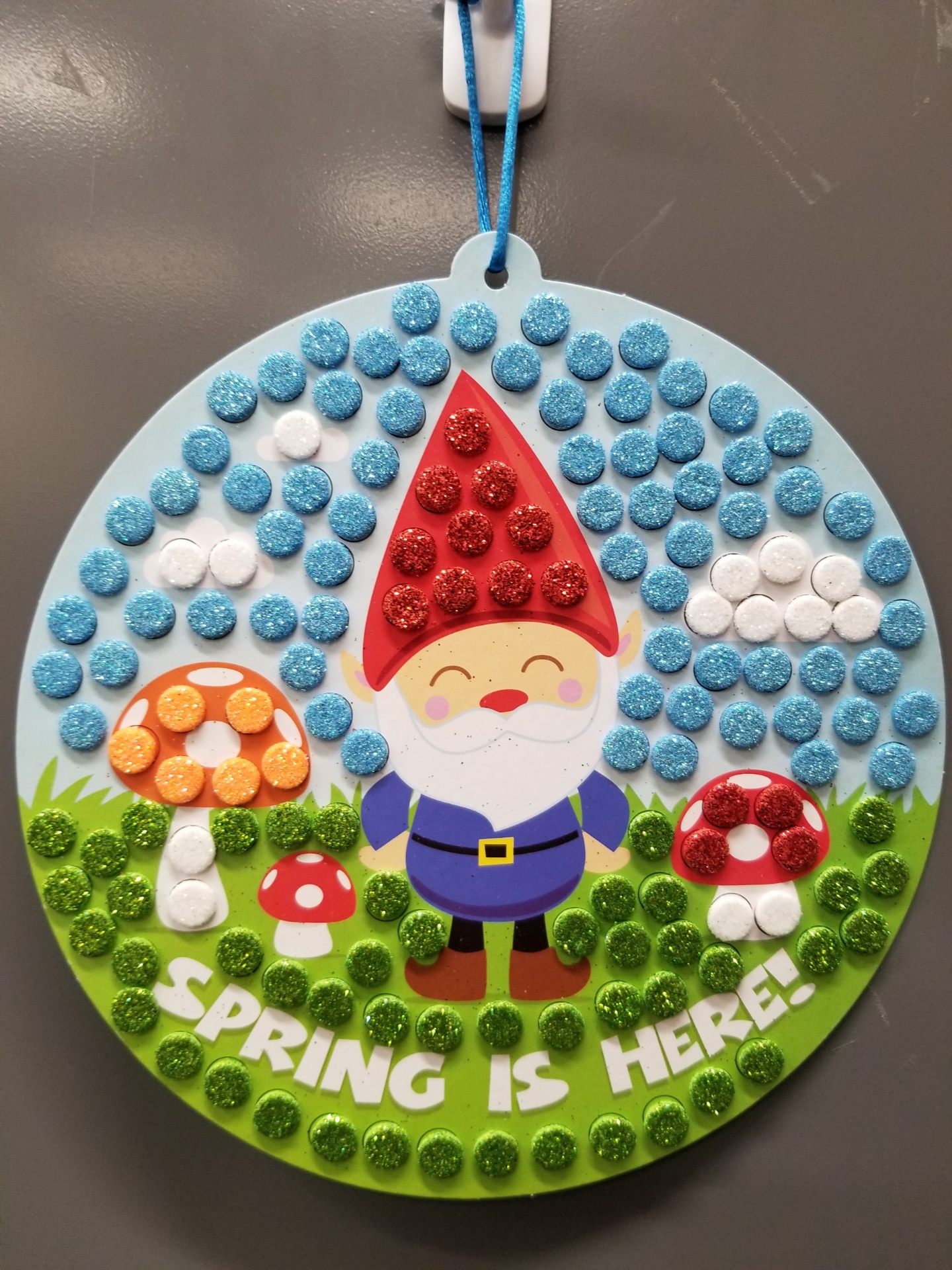 glittery gnome craft with mushrooms