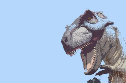 T-Rex Dinosaur with light blue background