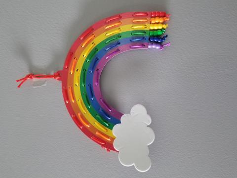 Sample rainbow lacing craft with cloud 