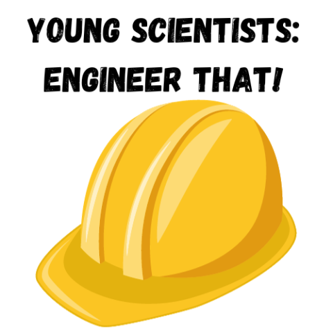 Yellow construction hat and words Young Scientist: Engineer That!