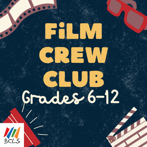 Film Crew Club open to teens in grades 6-12