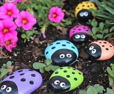 Ladybugs painted rocks