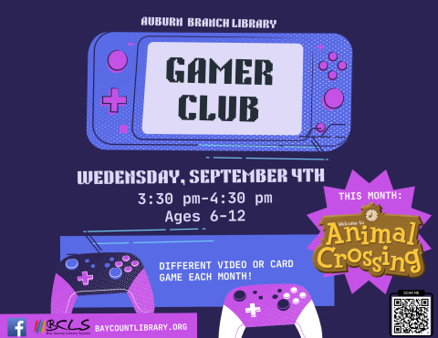 Gamer Club flyer with event details
