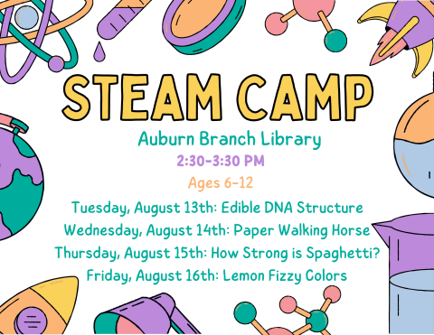 Steam Camp flyer with event details