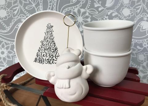 Plate, Bowl, Snowman