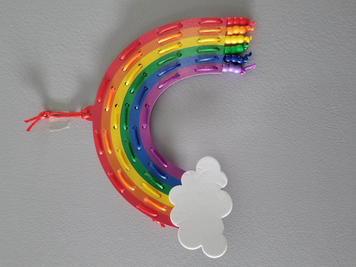 Sample rainbow lacing craft with cloud 