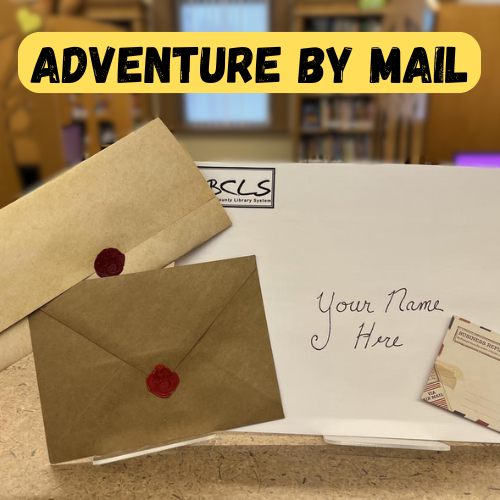 Adventure by Mail with example of letter, mailing package, and envelope